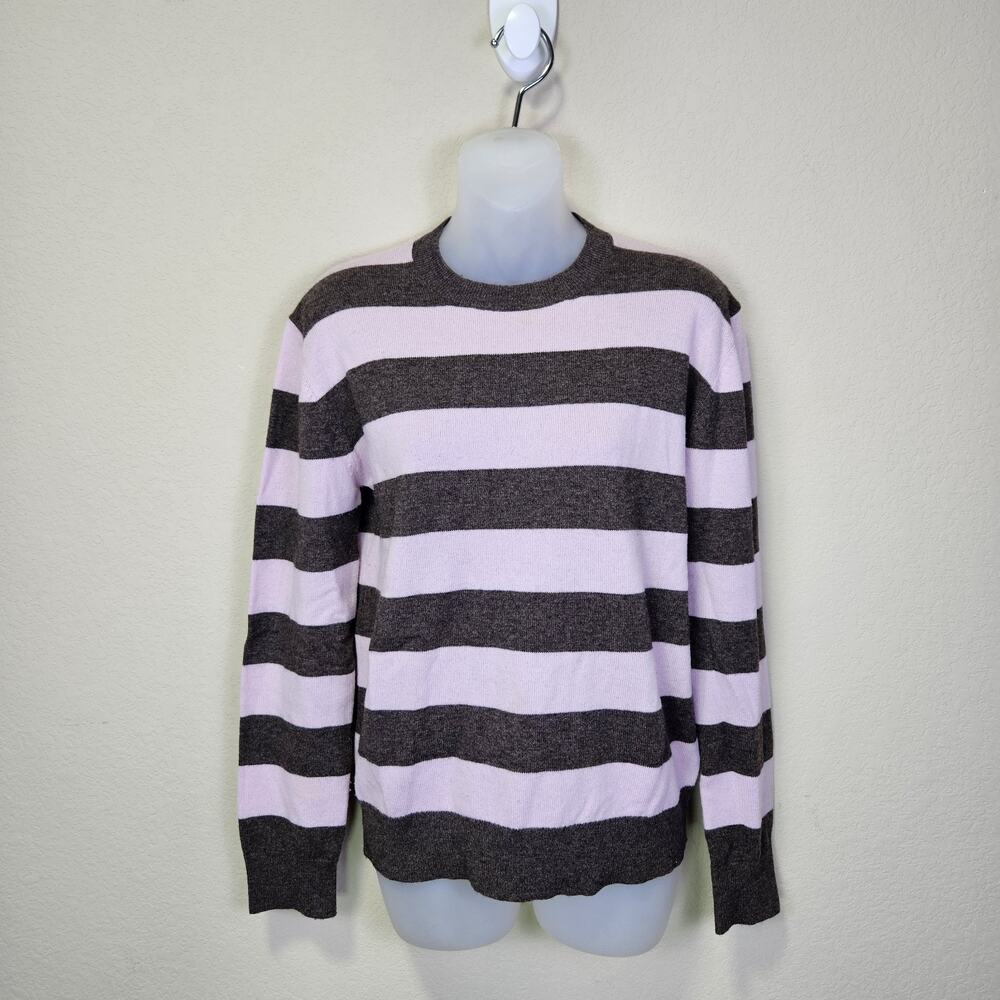 Alexa Chung for AG Merino Wool Cashmere Sweater S Colorblock Pink Brown Striped